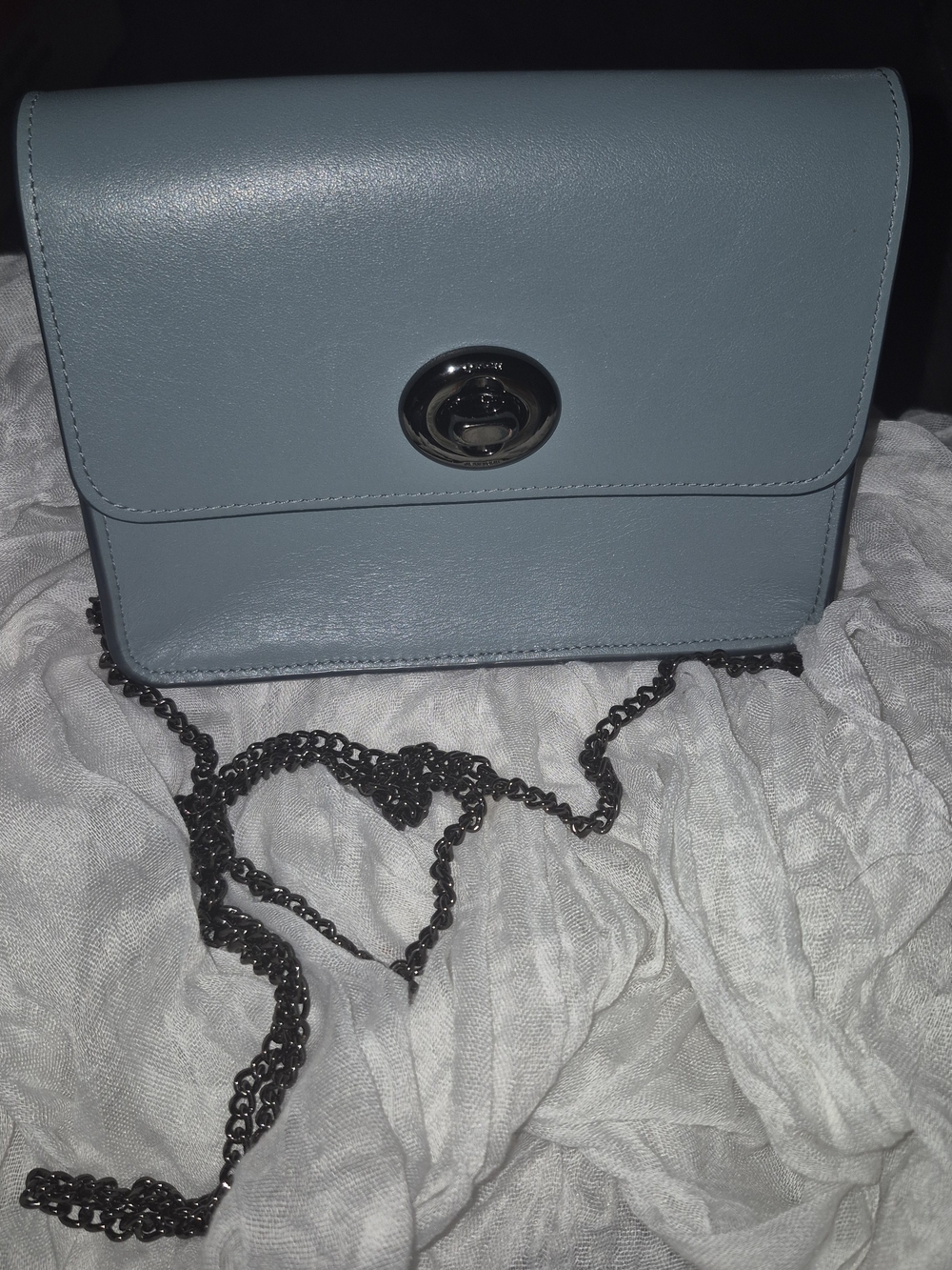 Coach Bowery Leather Crossbody with Gunmetal Chain